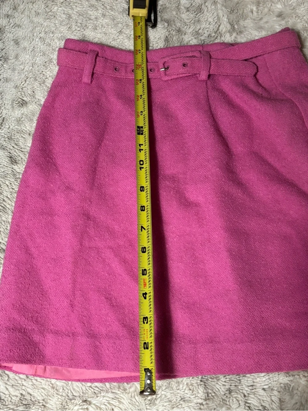 Vintage GUESS Collection Pink Wool Blend Belted Mini Skirt Sz 6 USA Made